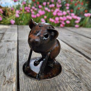 Metal Pig Statue Table Top Farmhouse Decor